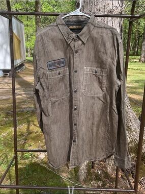 Harley-Davidson Brown & Cream Pinstripe Work Shirt